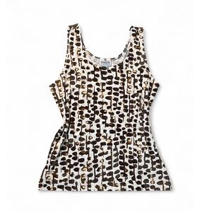 Chico's Travelers Tank Top Brown Tan Tribal Vine Contemporary Tank Mochachino, L